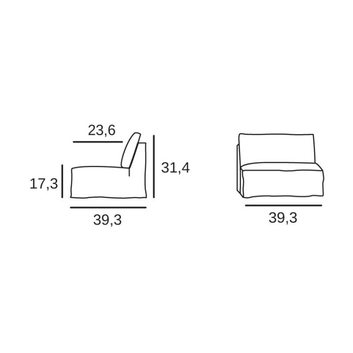 Arles fireside chair 1 seat 39,37inch