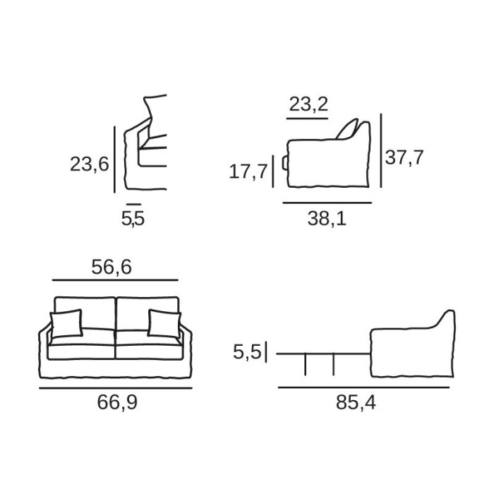 Bidart 2 seats sofa bed