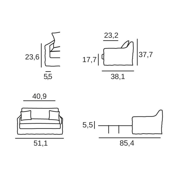 Bidart Love seat sofa bed