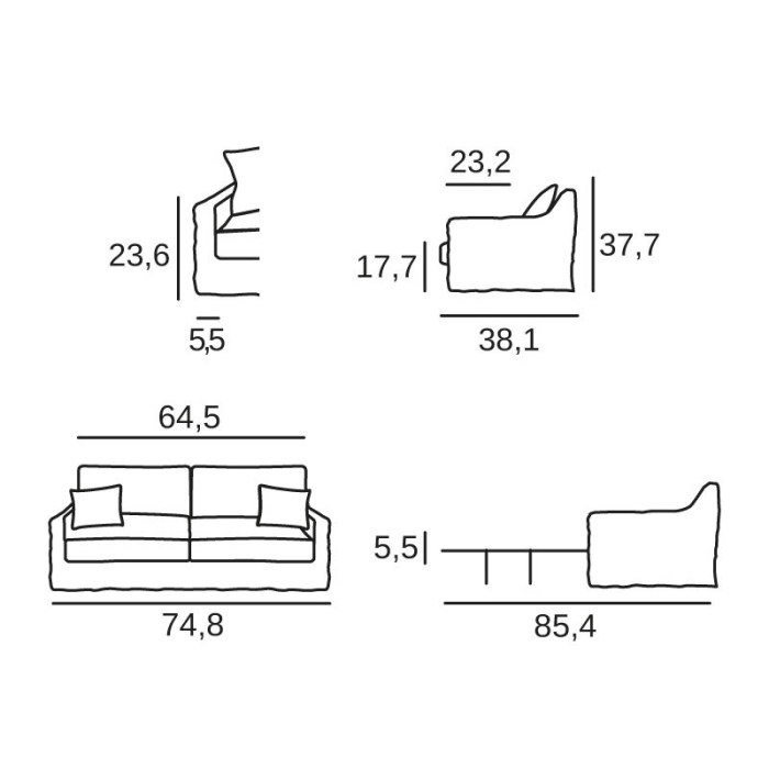 Bidart 3 seats sofa bed