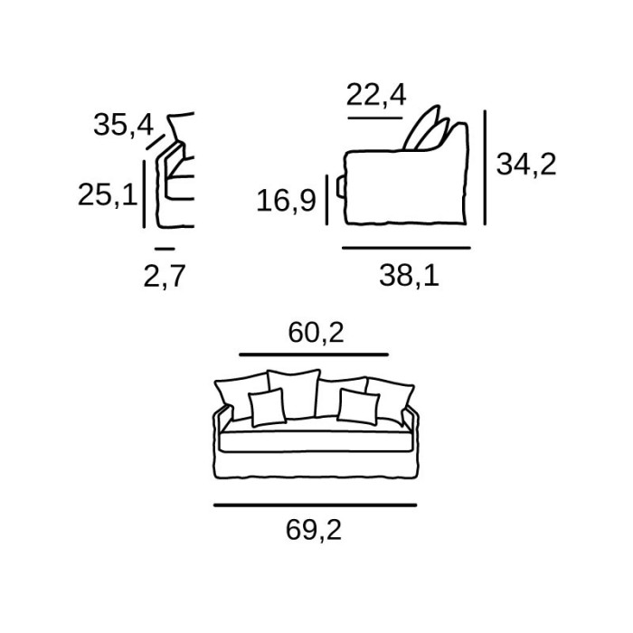 Cassis 3 seats sofa bed