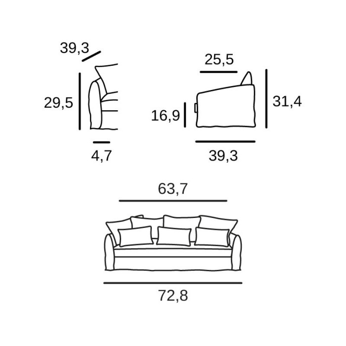 Cannes 3 seats sofa